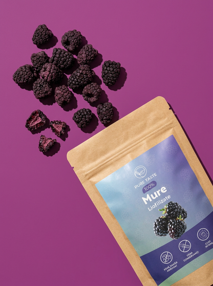 Mure liofilizate Pure Taste, 100% Naturale, Fără Zahăr Adăugat, 30g