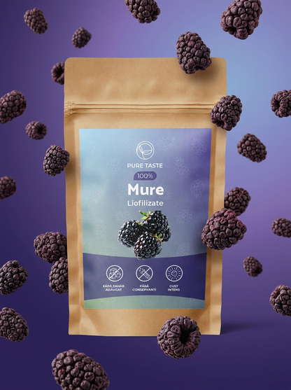 Mure liofilizate Pure Taste, 100% Naturale, Fără Zahăr Adăugat, 30g